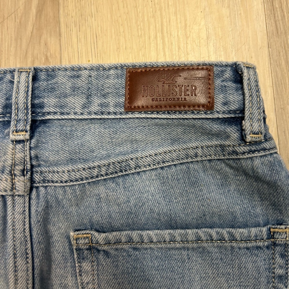 Y2K Hollister Micro Mini Denim Skirt Raw Hem High Rise Medium Wash Women 00 - Picture 10 of 14